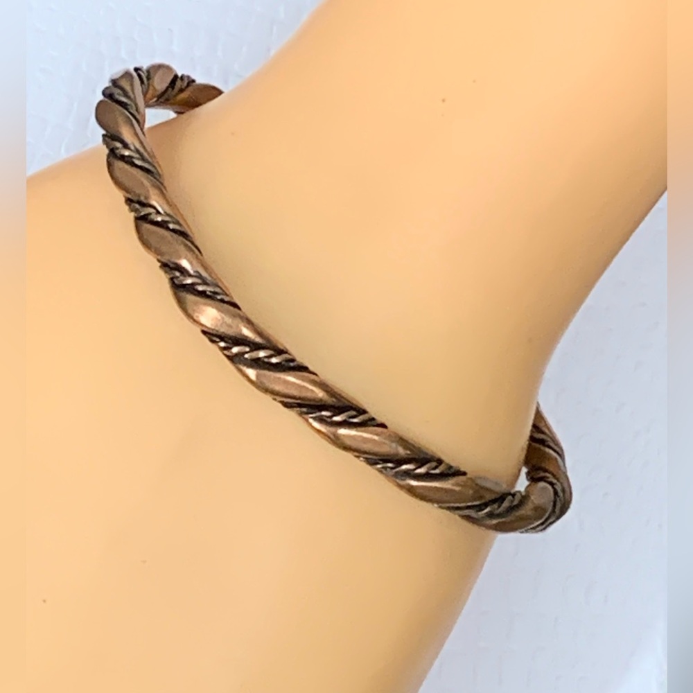 Vintage Copper Cuff Bracelet - Twisted Bangle